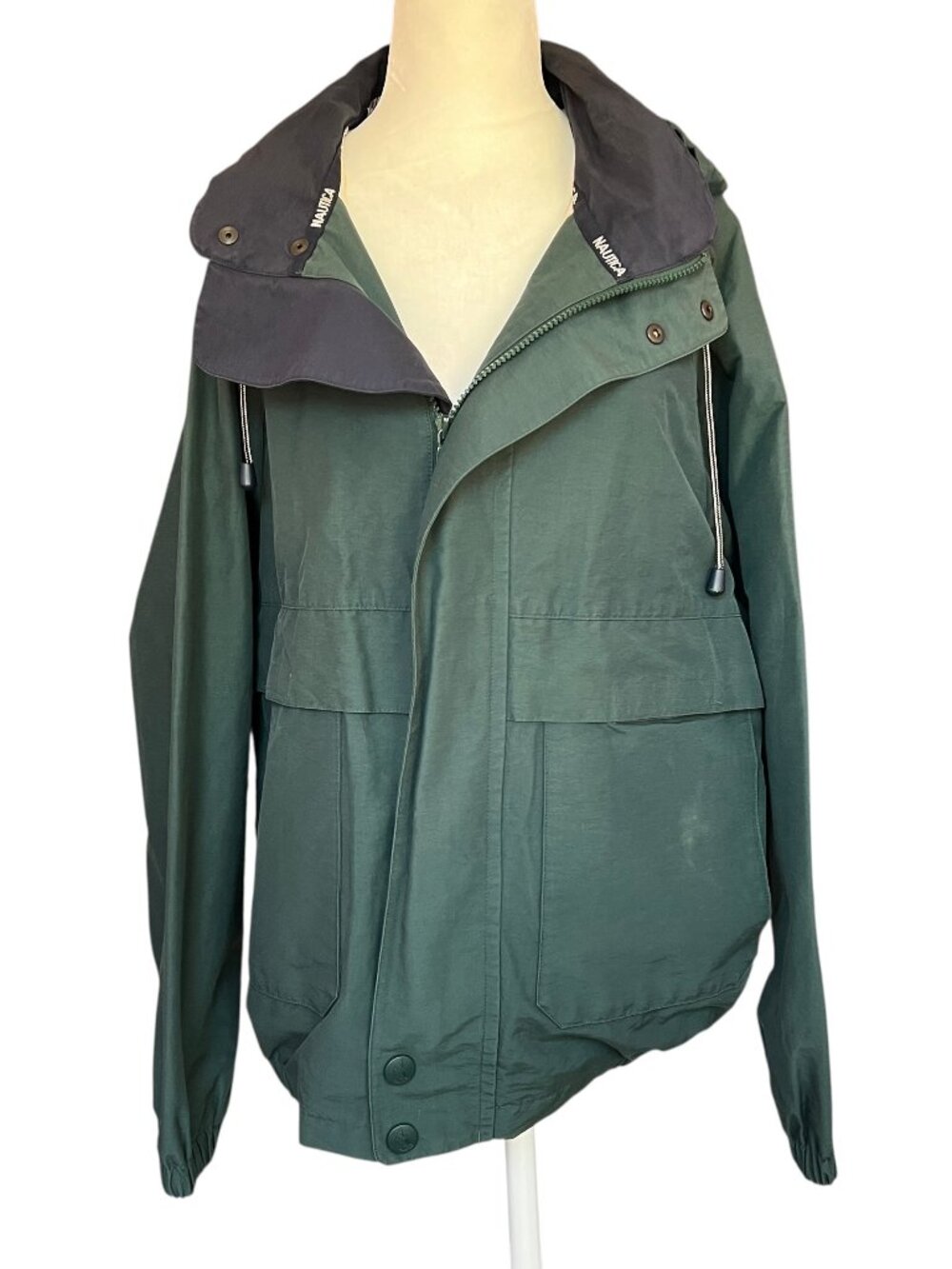 Vintage Nautica Hoode Jacket Green Navy M
